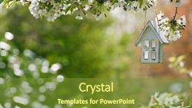  Presentation with cherry blossom - Audience pleasing slide deck consisting of little wooden house in spring backdrop and a tawny brown colored foreground