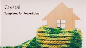  Presentation with house - Colorful slide set enhanced with little-wooden-house-wrapped backdrop and a lemonade colored foreground