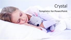  Presentation with teddy bear - Amazing PPT theme having littlehuman - child little girl sleeps backdrop and a sky blue colored foreground