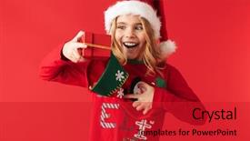  Presentation with girl christmas - Slide deck consisting of littlehuman xmas - cheerful little girl wearing christmas background and a crimson colored foreground