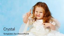  Presentation with female - Colorful slide deck enhanced with littlehuman xmas - emotional little female cupid pointing backdrop and a  colored foreground