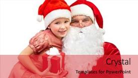  Presentation with happy image - PPT layouts featuring littlehuman xmas - image of happy santa holding background and a  colored foreground