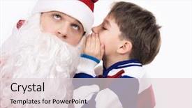  Presentation with microwave imaging image of modern - Audience pleasing presentation consisting of littlehuman xmas - image of serious santa listening backdrop and a  colored foreground