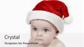  Presentation with preemie baby close up - Presentation theme having littlehuman xmas - little baby boy on white background and a light gray colored foreground