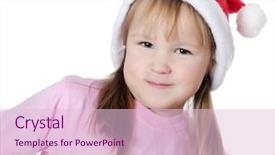  Presentation with christmas girl - Presentation theme enhanced with littlehuman xmas - little christmas girl isolated background and a  colored foreground