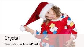  Presentation with chritmas pajamas - Audience pleasing slide deck consisting of littlehuman xmas - portrait of happy little girl backdrop and a sky blue colored foreground