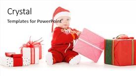  Presentation with baby christmas - PPT layouts enhanced with littlehuman xmas - santa helper baby with christmas background and a  colored foreground