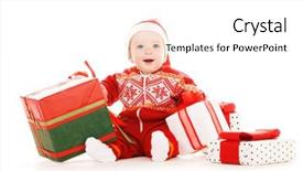 Presentation with baby shower gifts - Theme with littlehuman xmas - santa helper baby with christmas background and a  colored foreground