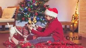  Presentation with child tree - PPT theme enhanced with littlehuman xmas - smiling child with dog near background and a  colored foreground