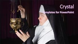 Presentation with habit - Amazing PPT theme having liturgy - nun in habit lighting backdrop and a wine colored foreground