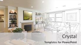  Presentation with custom - Slides enhanced with live - custom living room drawing gradation background and a light gray colored foreground