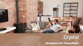  Presentation with hr plan - Colorful presentation theme enhanced with live - family sit on sofa backdrop and a coral colored foreground