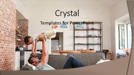  Presentation with fun - Presentation theme consisting of live - father and son having fun background and a soft green colored foreground