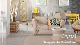  Presentation with zoo interior design - Presentation design consisting of live - interior design of living room background and a coral colored foreground