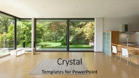  Presentation with living room - Colorful PPT theme enhanced with live - interior of a modern house backdrop and a coral colored foreground