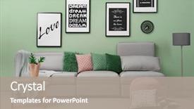  Presentation with room interior design - Theme having live - interior of living room background and a gray colored foreground