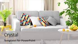  Presentation with green tree - Audience pleasing slide deck consisting of live - living room interior with sofa backdrop and a light gray colored foreground