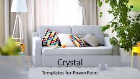  Presentation with green tree - Cool new slides with live - living room interior with sofa backdrop and a light gray colored foreground