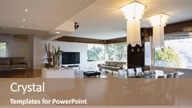  Presentation with furniture - Cool new PPT layouts with live - living room with lacquered wood backdrop and a coral colored foreground