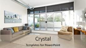  Presentation with artwork - Slide deck enhanced with live - living room with sliding glass background and a mint green colored foreground