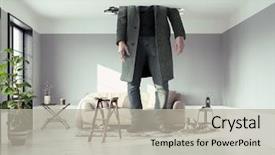  Presentation with elements - Colorful slide deck enhanced with live - man figure breaking the ceiling backdrop and a light gray colored foreground