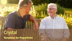  Presentation with assisted living - Audience pleasing PPT theme consisting of live - man visiting senior male relative backdrop and a tawny brown colored foreground