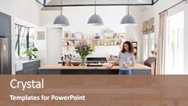  Presentation with race - Slide deck enhanced with live - mixed race woman leaning background and a coral colored foreground