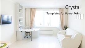  Presentation with living room - PPT theme consisting of marinated pickled cucumbers with garlic background and a  colored foreground.