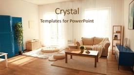  Presentation with living room - PPT theme consisting of live - modern interior of living room background and a lemonade colored foreground