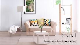  Presentation with room - Audience pleasing slide deck consisting of live - modern living room design backdrop and a mint green colored foreground