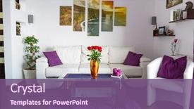  Presentation with canvas - Audience pleasing slides consisting of live - modern living room interior backdrop and a violet colored foreground