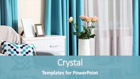  Presentation with living room - Presentation featuring live - modern living room interior background and a teal colored foreground