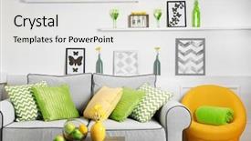  Presentation with living room - Theme with live - modern living room interior background and a light gray colored foreground
