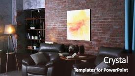  Presentation with leather - Beautiful presentation design featuring live - modern living room interior backdrop and a wine colored foreground
