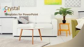  Presentation with interior design of classic white - Colorful presentation design enhanced with live - modern living room interior backdrop and a sky blue colored foreground