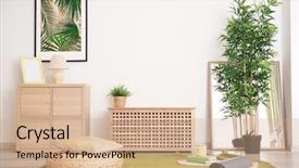  Presentation with interior - Presentation having live - modern living room interior background and a coral colored foreground