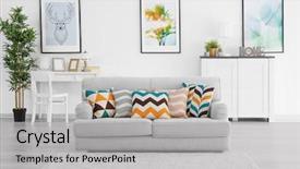  Presentation with grey - Presentation theme having live - modern living room with grey background and a light gray colored foreground