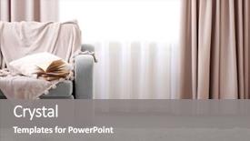  Presentation with live - PPT theme consisting of live - opened book on comfortable sofa background and a gray colored foreground