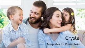  Presentation with parents - Colorful slides enhanced with live - parents and kids sitting backdrop and a light blue colored foreground