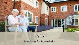  Presentation with couple - Amazing theme having live - retired couple sitting on bench backdrop and a soft green colored foreground