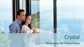  Presentation with young happy couple - Slides enhanced with live - romantic happy young couple relax background and a light blue colored foreground