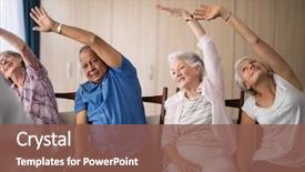  Presentation with chairs - PPT layouts featuring live - senior people stretching while sitting background and a violet colored foreground