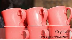  Presentation with tableware - Cool new PPT theme with live - tableware and design concept backdrop and a coral colored foreground