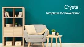  Presentation with spruce - Presentation theme having live - trendy living room interior background and a gray colored foreground