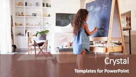  Presentation with living room - Audience pleasing slides consisting of live - young hispanic girl drawing backdrop and a tawny brown colored foreground