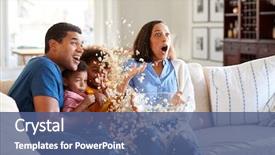  Presentation with scary movie - Colorful theme enhanced with live - young mixed race family sitting backdrop and a ocean colored foreground