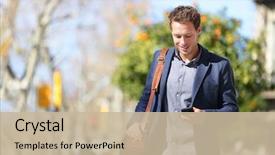  Presentation with sms - Audience pleasing presentation consisting of live - young urban businessman professional backdrop and a mint green colored foreground