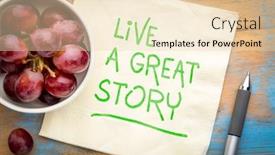  Presentation with life story - Beautiful slide deck featuring live-a-great-story-inspirational backdrop and a lemonade colored foreground