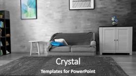  Presentation with live - Theme featuring live background - room interior with big sofa background and a  colored foreground