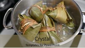  Presentation with dumpling - Amazing presentation having live bamboos - cook in water with rice backdrop and a coral colored foreground